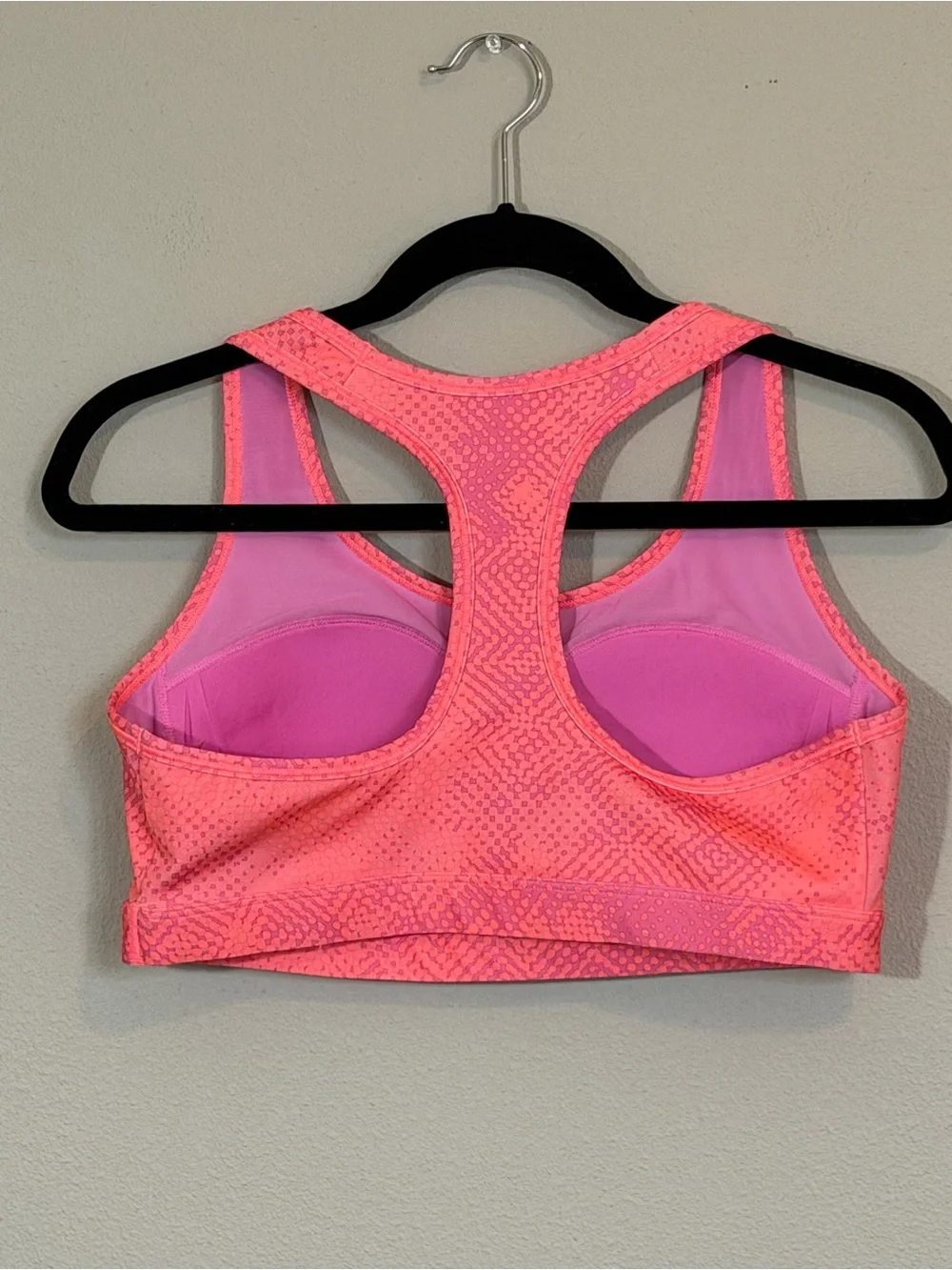 Nike Pink Racerback Sport Bra with Subtle Pattern